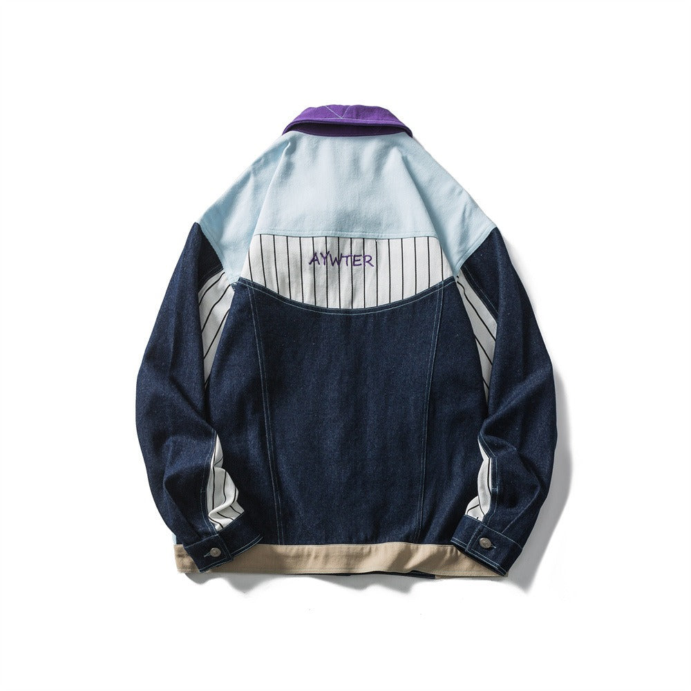 Men's patchwork denim jacket multipockets modern design - Keiro