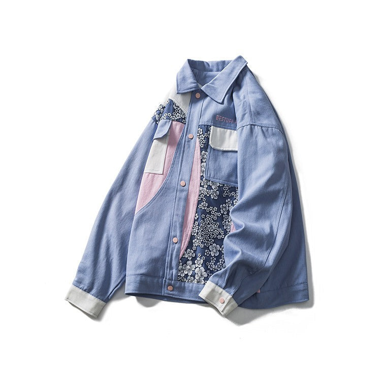 Men's patchwork floral print cotton jacket - Elric