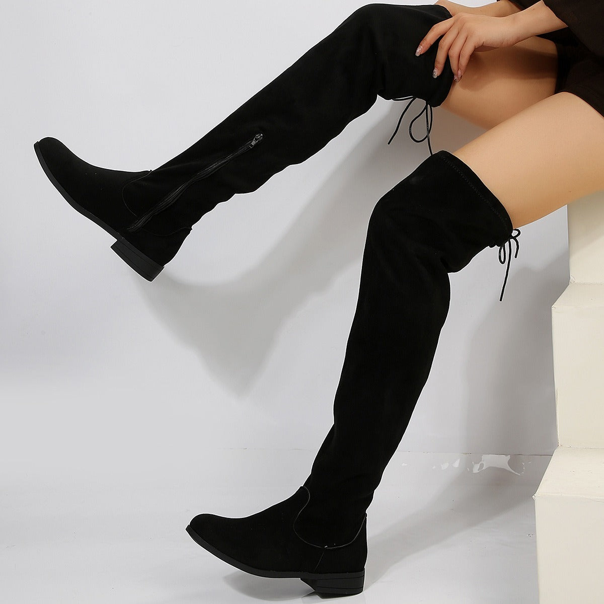 Women's high synthetic suede over-the-knee boots - Lianne
