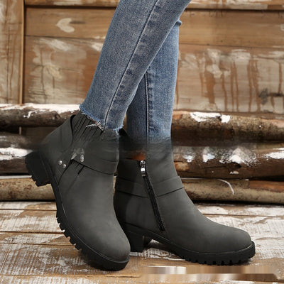 Women's medium heel ankle boots with buckle - Narella