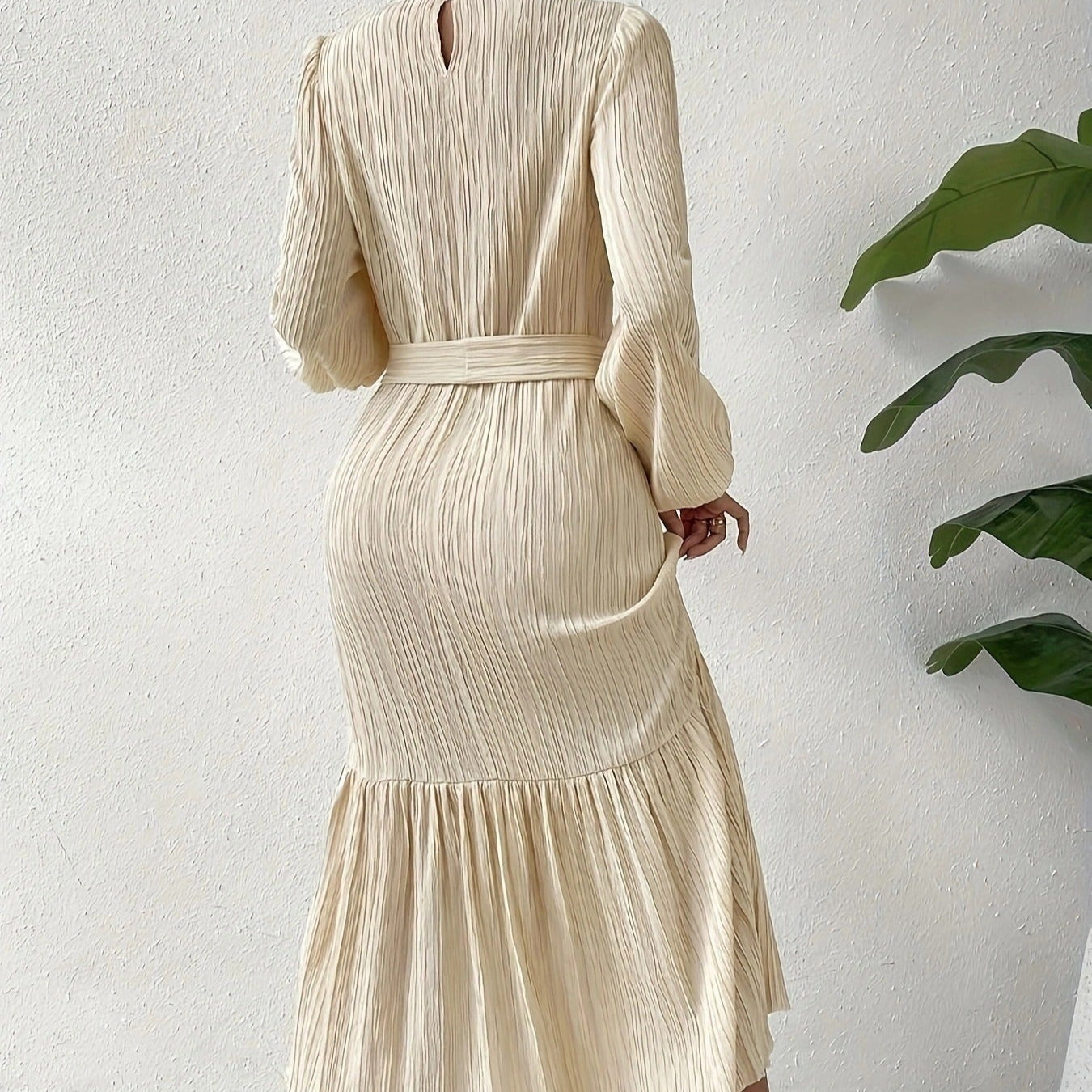 Pleated long sleeve dress - Althia