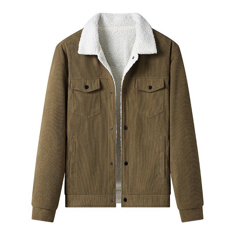 Men's corduroy jacket lined with sheepskin, casual style - Alain