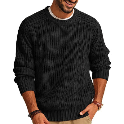 Men's chunky knit round neck sweater - Levik