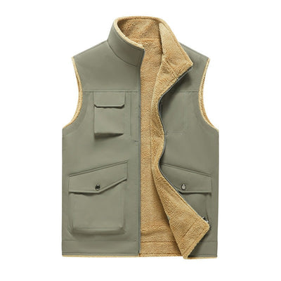 Men's fleece lined multi-pocket outdoor style vest - Owen