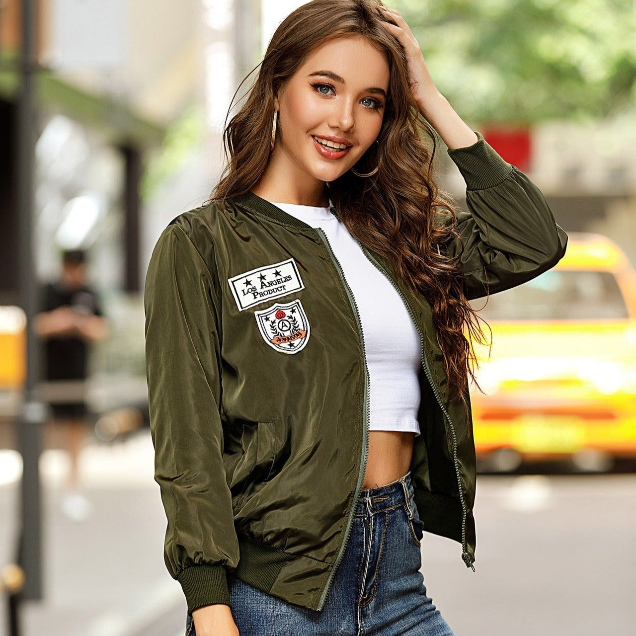 Bomber jacket with embroidered patches - Lexa