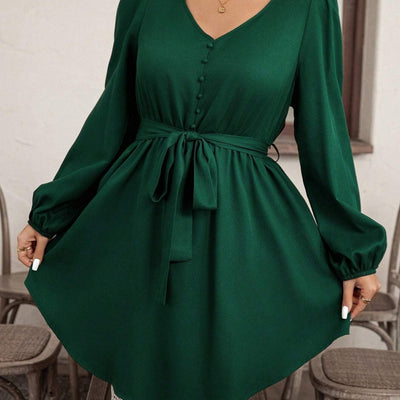 Short dress with bow at the waist - Narella