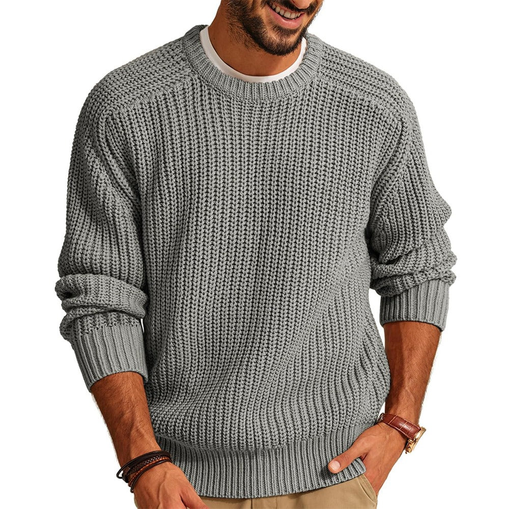 Men's chunky knit round neck sweater - Levik