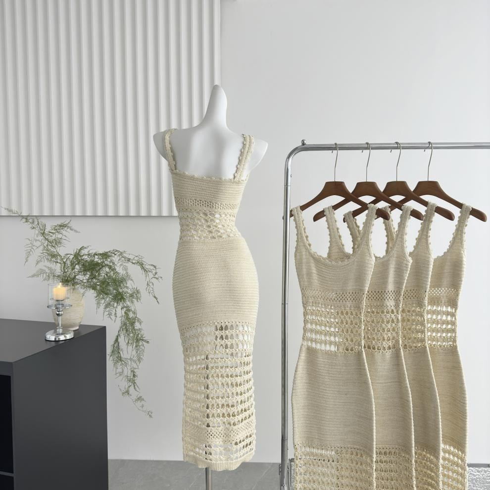 Fitted openwork knitted midi dress - Danira