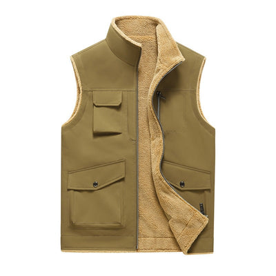 Men's fleece lined multi-pocket outdoor style vest - Owen