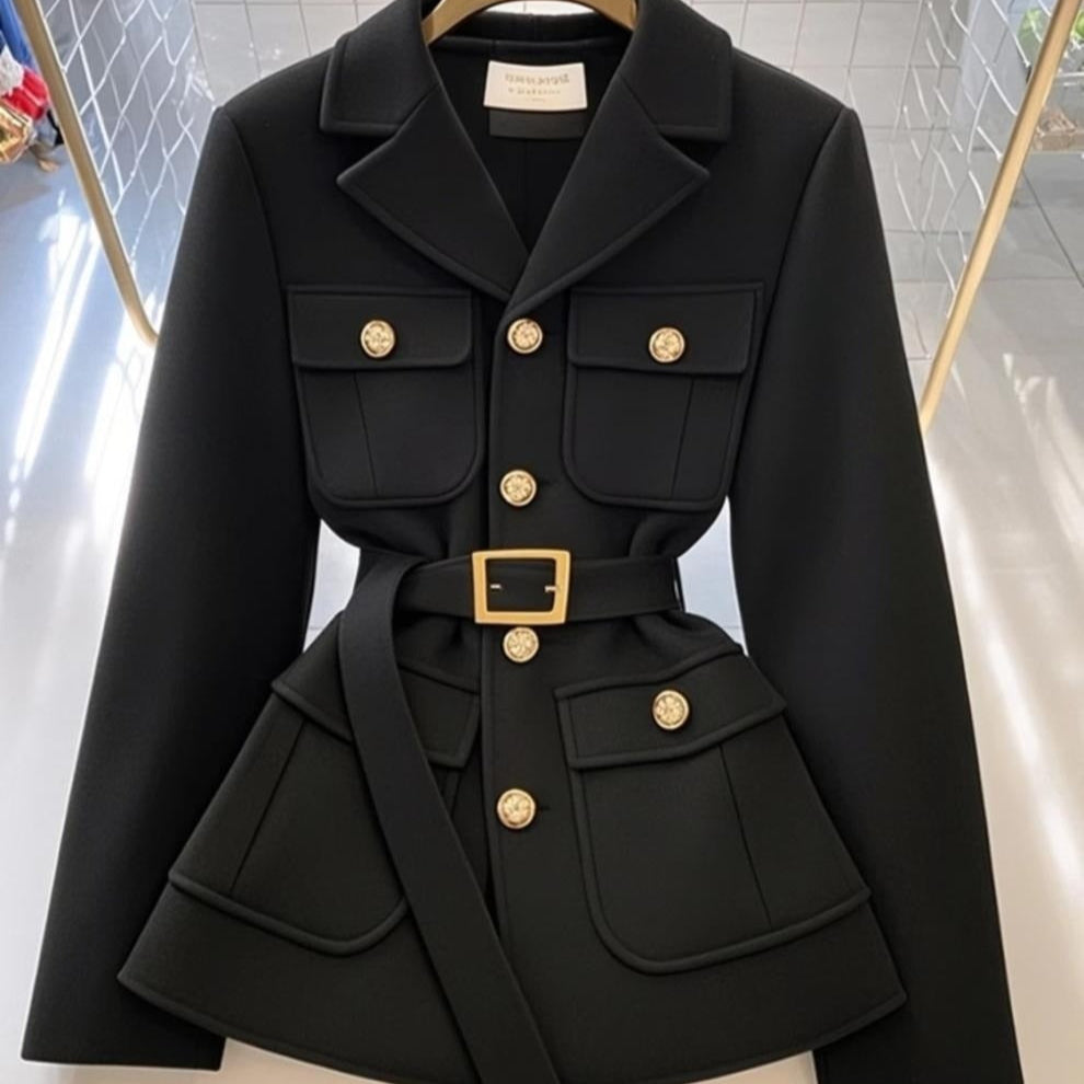 Women's blazer with belt and pockets - Lorane