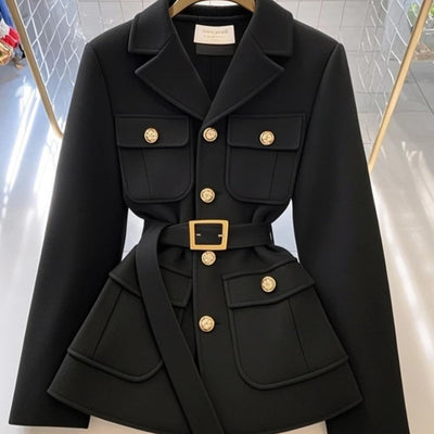 Women's blazer with belt and pockets - Lorane