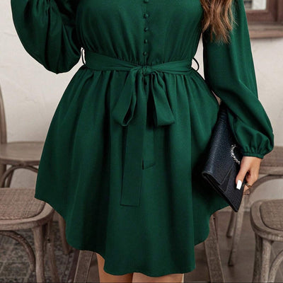 Short dress with bow at the waist - Narella