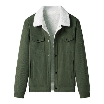 Men's corduroy jacket lined with sheepskin, casual style - Alain