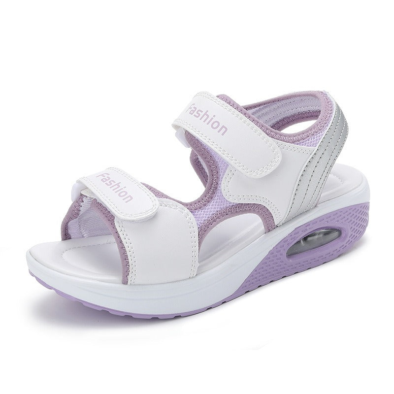 Women's platform sandals with velcro fastening - Ayla