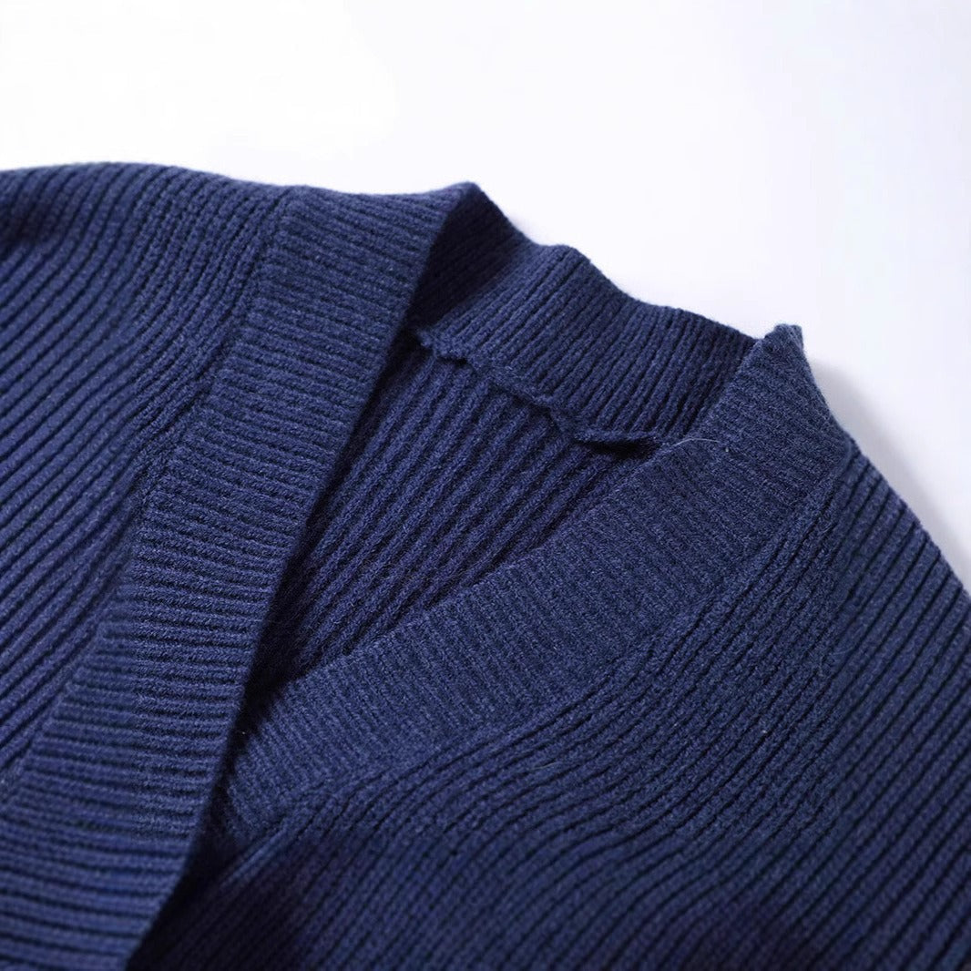 Women's cardigan structured knitted cardigan with golden button cross gold sophisticated style - Ysaline