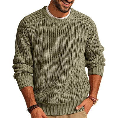 Men's chunky knit round neck sweater - Levik
