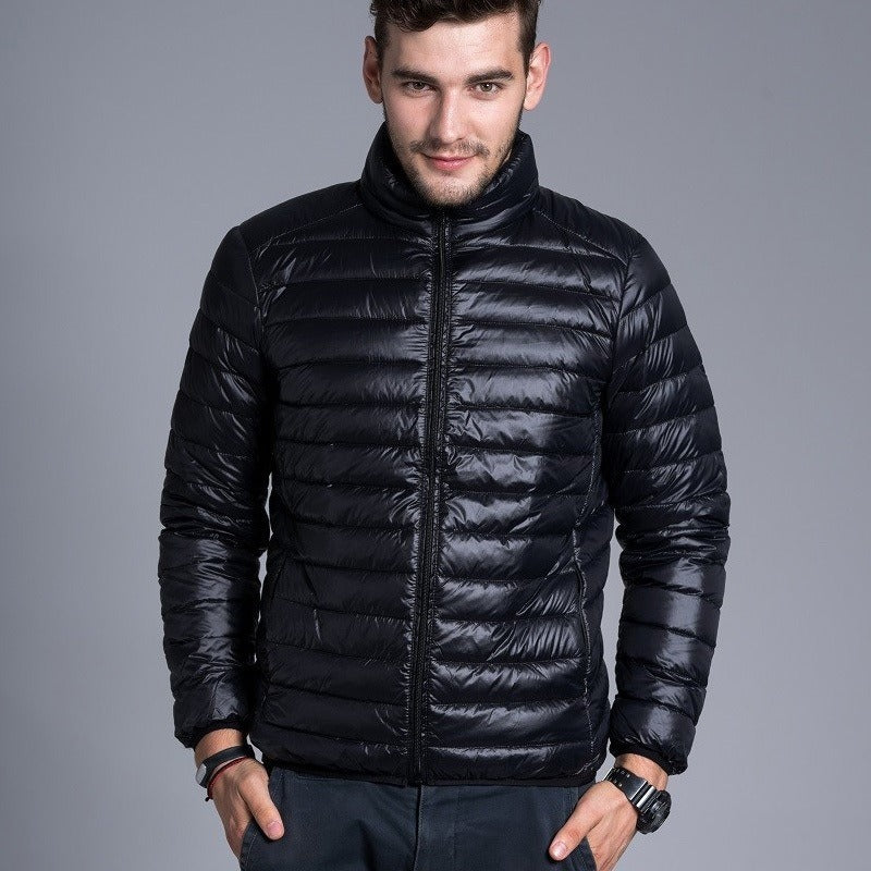 Men's lightweight quilted jacket with hood and zipper - Tidus