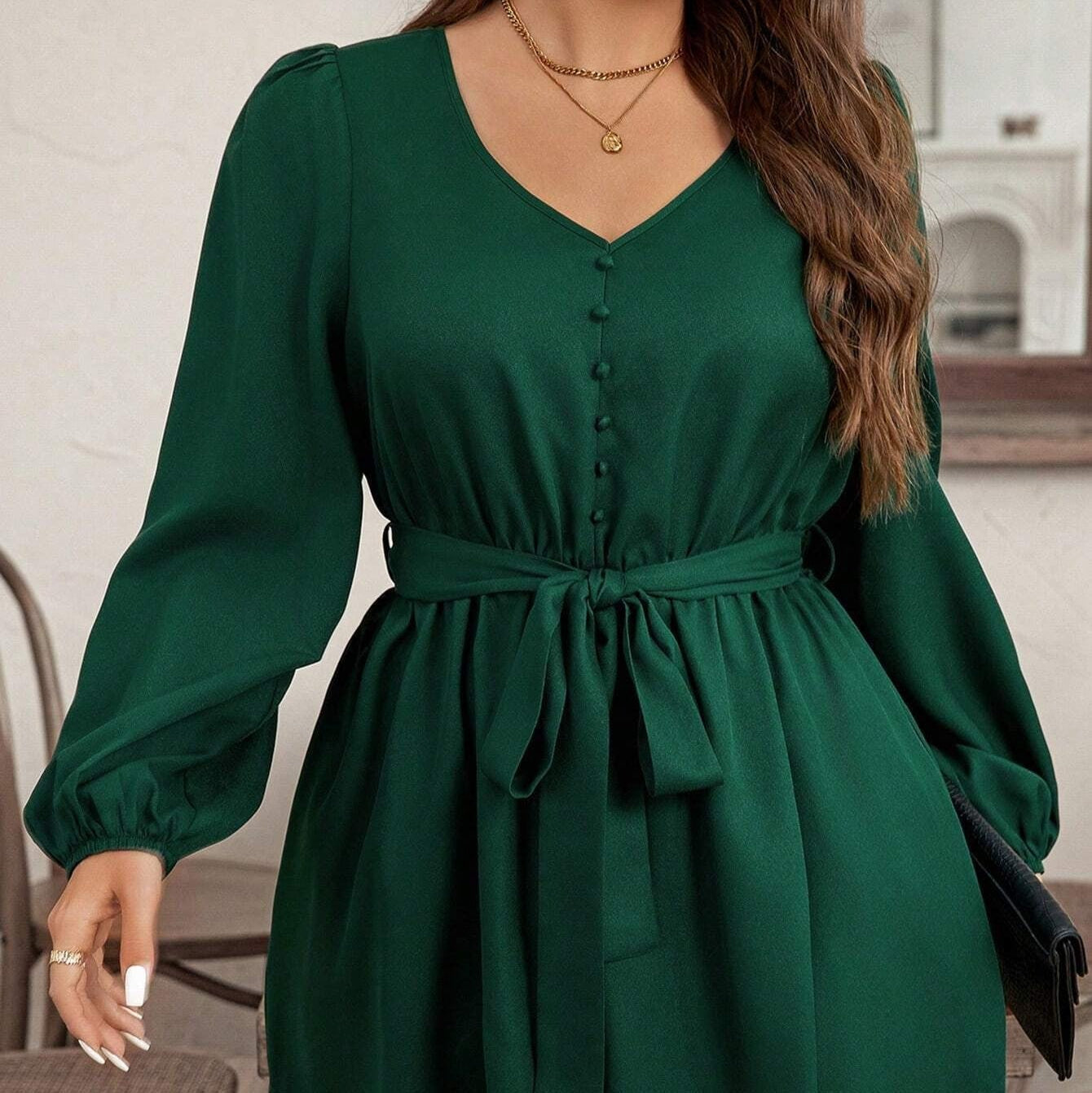 Short dress with bow at the waist - Narella