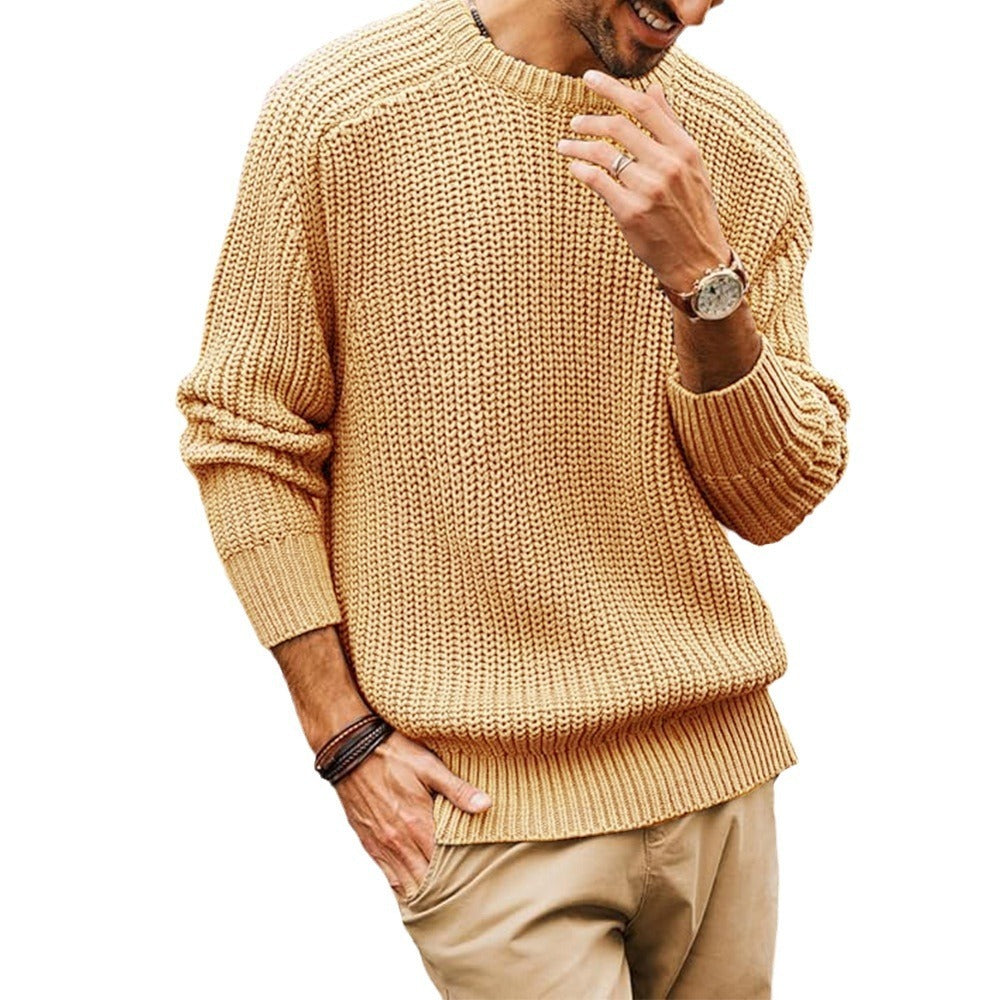 Men's chunky knit round neck sweater - Levik