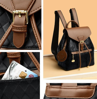 Bicolor braided synthetic leather backpack for women - Clarys