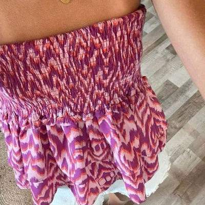 Women's strapless top bohemian print gathered - Narella