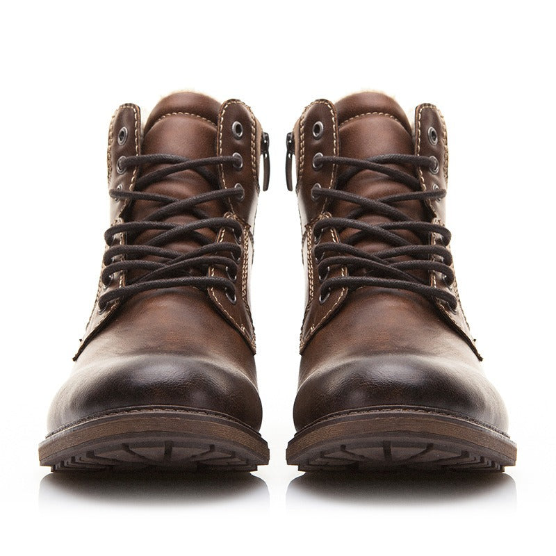 Men's leather boots reinforced stitching casual style - Virgil