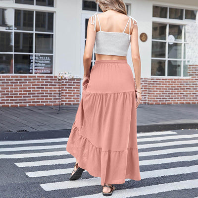 Women's long flowing chiffon skirt with side slit and elastic waist - Paris
