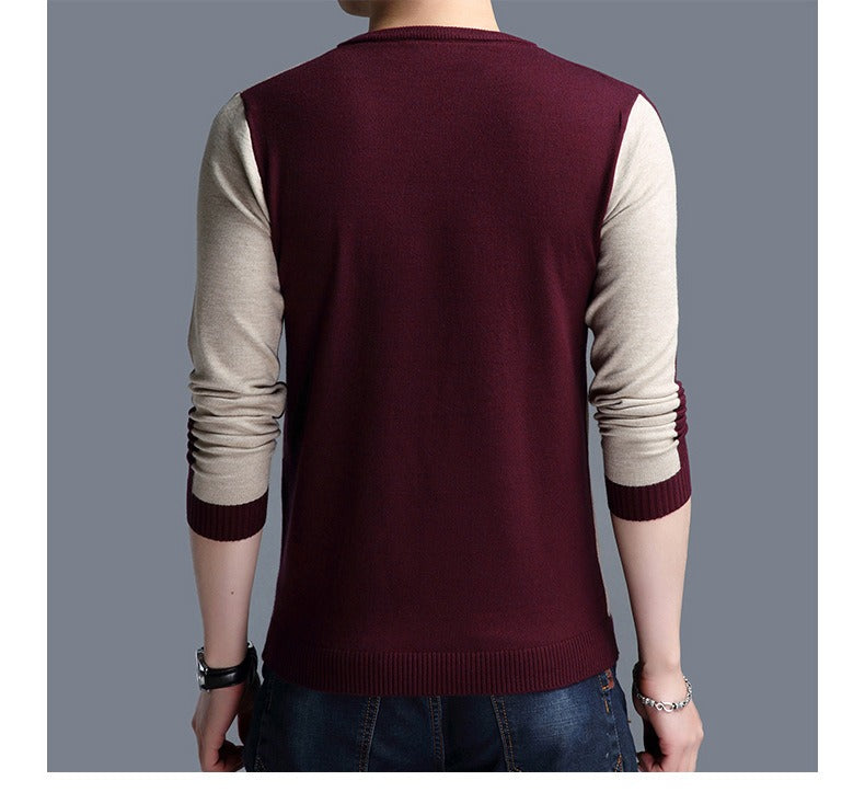 Men's long sleeve modern geometric design sweater - Bastien