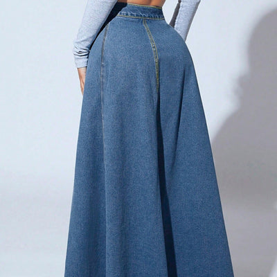 Women's long skirt with high waist and buttons - Martha