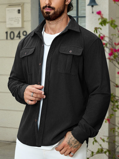 Corduroy men's overshirt with front pockets casual style - Rian