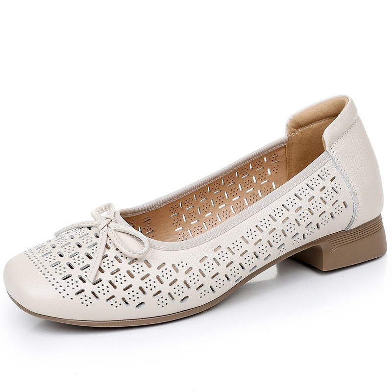 Women's orthopedic breathable laser-cut bow slippers - Ninel