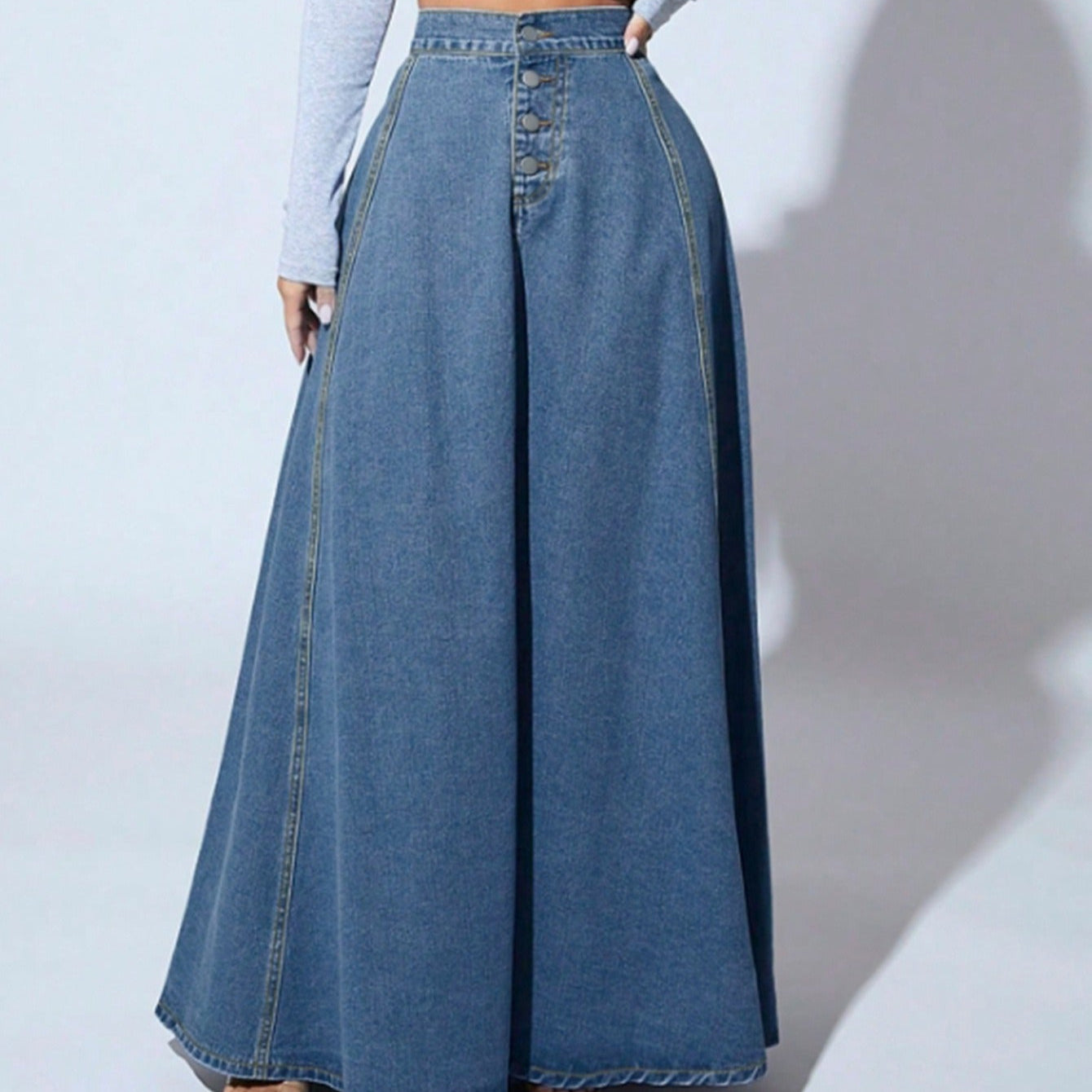 Women's long skirt with high waist and buttons - Martha