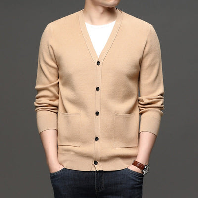 Men's fine knit cardigan slim fit basic style - Theo