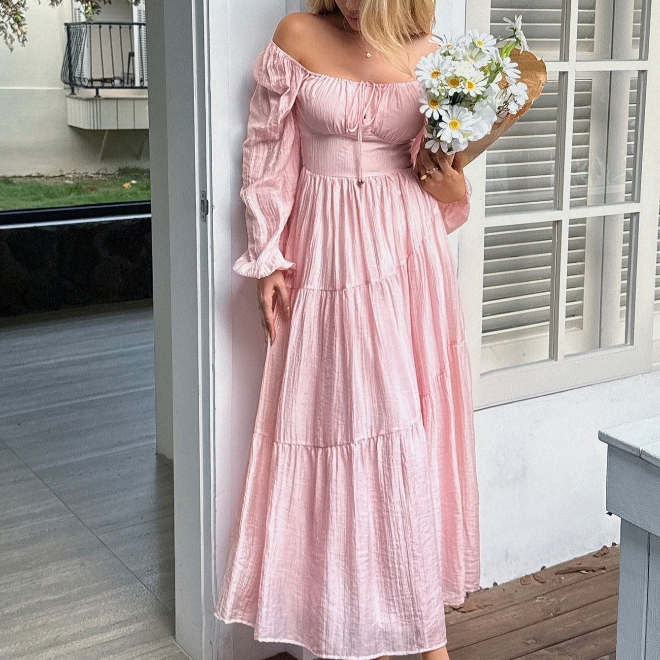 Long dress with square neckline - Liora