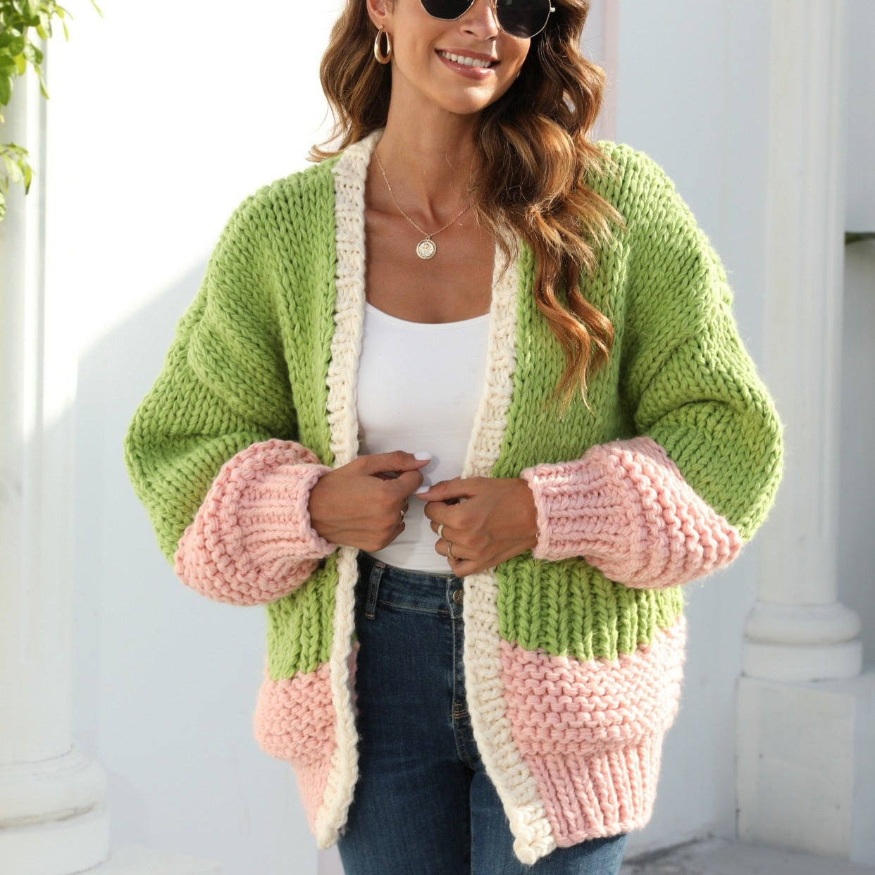Chunky knit oversize women's cardigan - Dayanne
