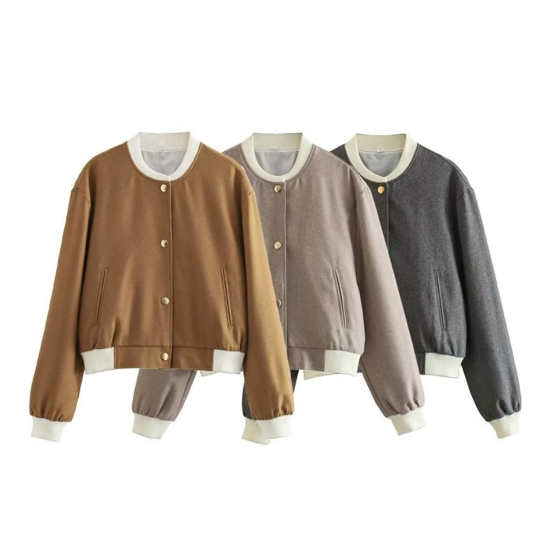 Women's casual design short jacket with metal buttons - Liora