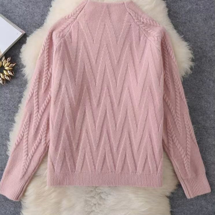 Women's knitted braided sweater and wide pants set - Melis