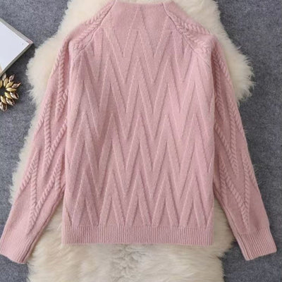 Women's knitted braided sweater and wide pants set - Melis