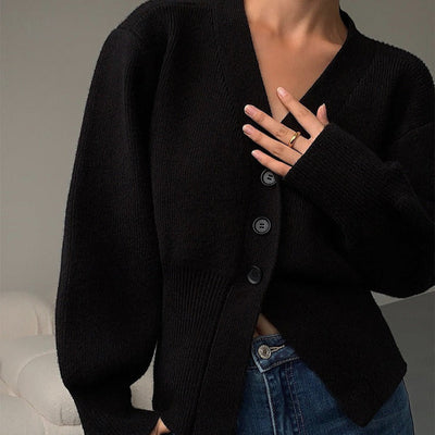 Women's cardigan V-neck minimalist style fitted cut - Libano