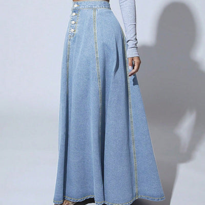 Women's long skirt with high waist and buttons - Martha