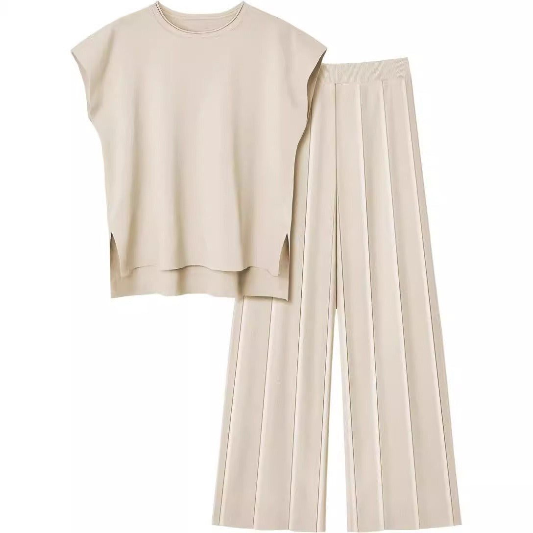 Fluid sleeveless top and pleated pants set - Oriane