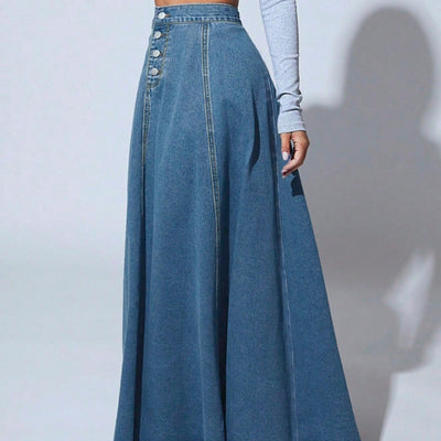 Women's long skirt with high waist and buttons - Martha