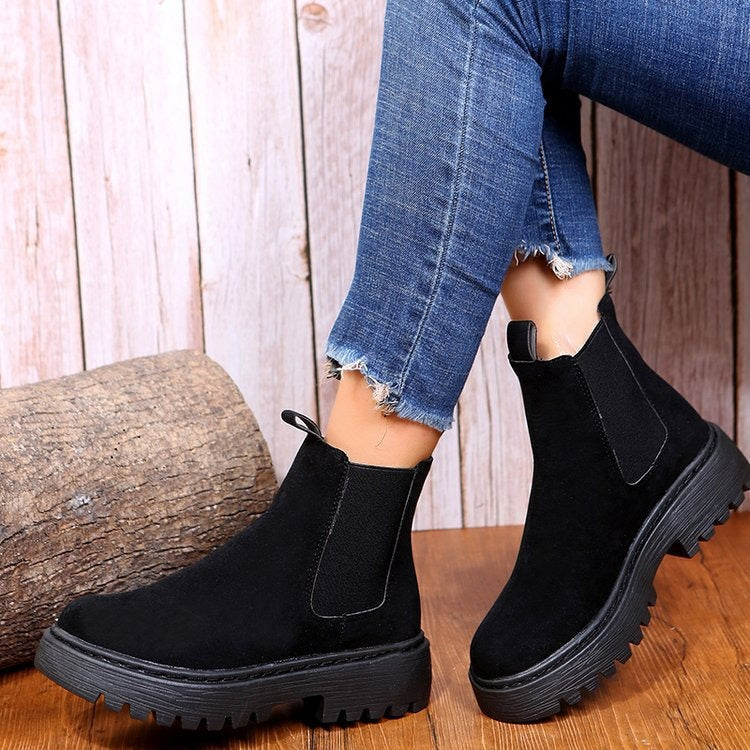 Women's chelsea style elastic side platform boots - Maren