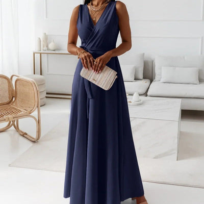 Long dress woman sleeveless sleeveless crossover neckline elegant - Larissa