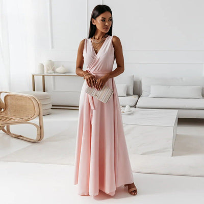 Long dress woman sleeveless sleeveless crossover neckline elegant - Larissa