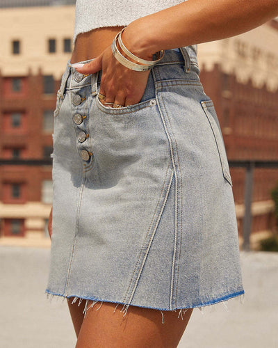 Women's short denim skirt with front buttons - Ariadne