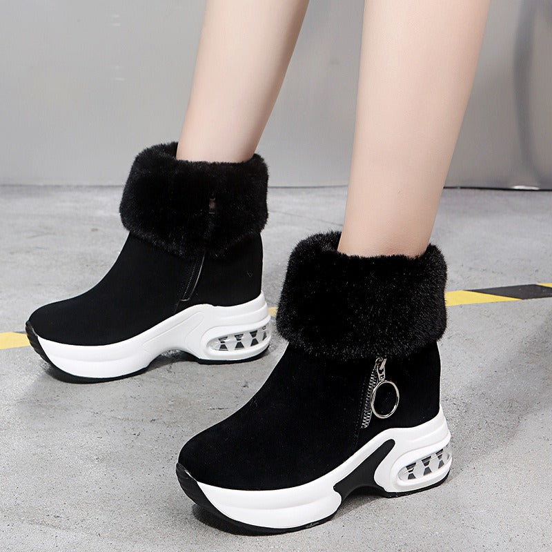 Women's non-slip lined platform boots with zipper - Isleen