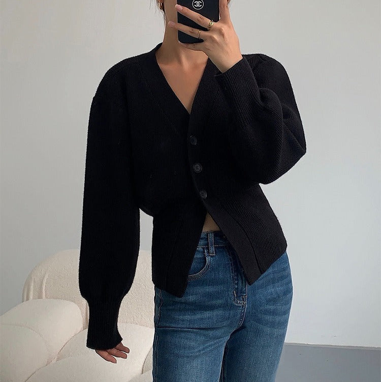 Women's cardigan V-neck minimalist style fitted cut - Libano