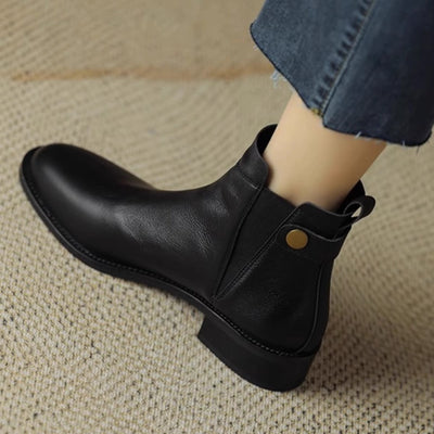 Women's flat leather elastic ankle boots chelsea style - Keira