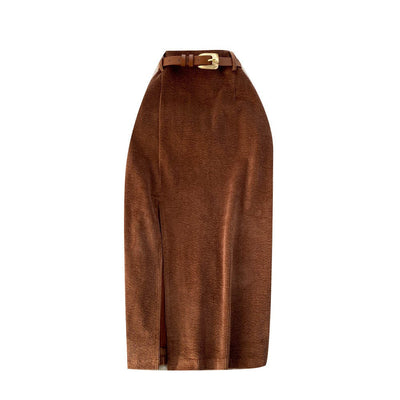 Corduroy pencil skirt with belt - Liora
